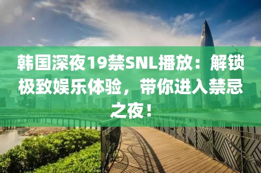 韩国深夜19禁SNL播放：解锁极致娱乐体验，带你进入禁忌之夜！