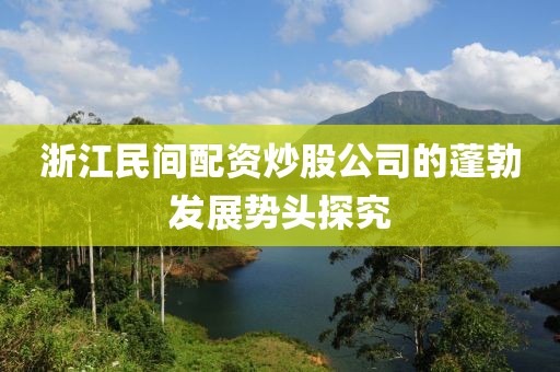 浙江民间配资炒股公司的蓬勃发展势头探究