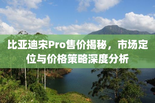 比亚迪宋Pro售价揭秘，市场定位与价格策略深度分析